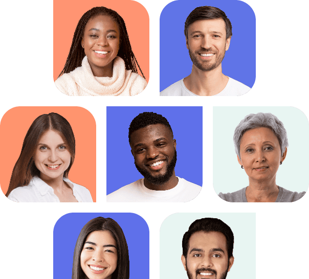 Mural com rostos diversos de pessoas